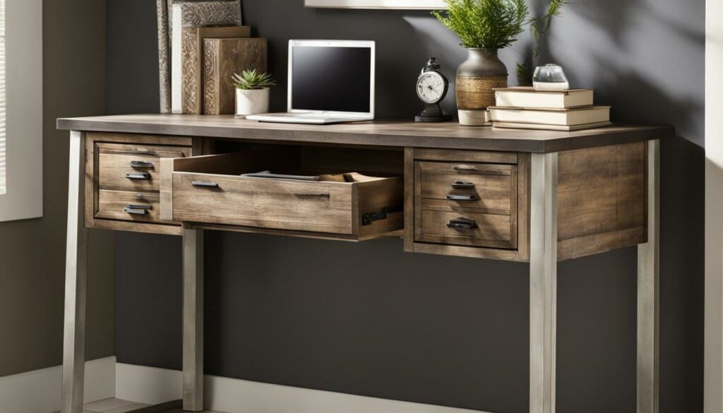 Vintage and Rustic-Inspired Desk with Drawers