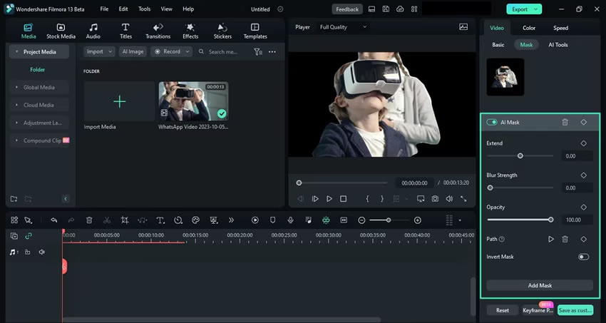 ai video masking tool filmora