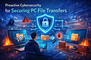 Proactive cybersecurity for securing PC file transfers
