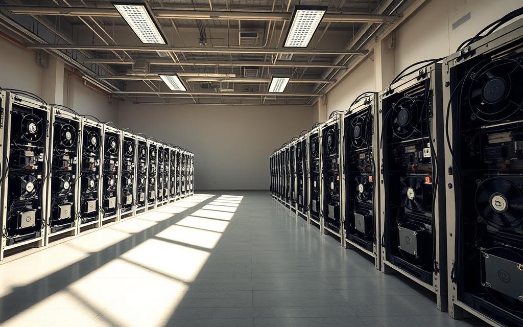 ASIC rigs in cryptocurrency mining