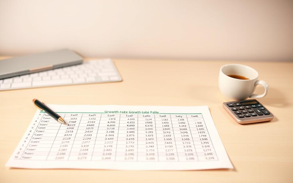 Excel growth rate table setup
