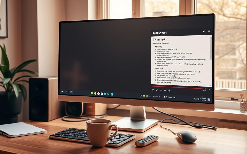 YouTube desktop transcript interface