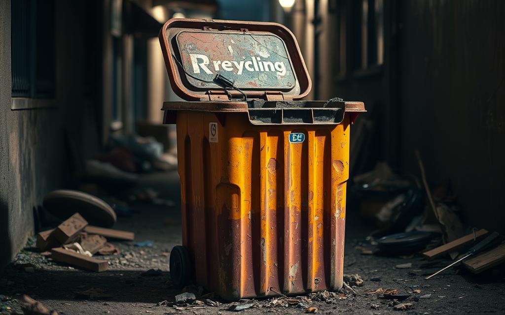 damaged waste container